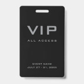 Moderne Silber-Grau-VIP-All-Access-Pass-Veranstalt Ausweis (Vorderseite)