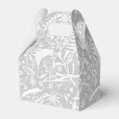 Moderne Silber Gray Graphic Floral Botanical Geschenkschachtel (Rückseite)