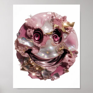 Moderne Silber HAPPY FACE Moderne Gestaltung Poster