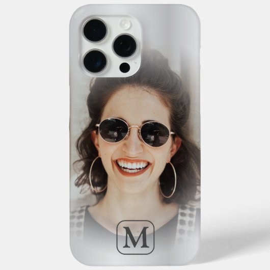 Moderne Silber-Metallic-One-Foto-Monogramm Case-Mate iPhone Hülle (Rückseite)