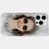 Moderne Silber-Metallic-One-Foto-Monogramm Case-Mate iPhone Hülle (Rückseite (Horizontal))