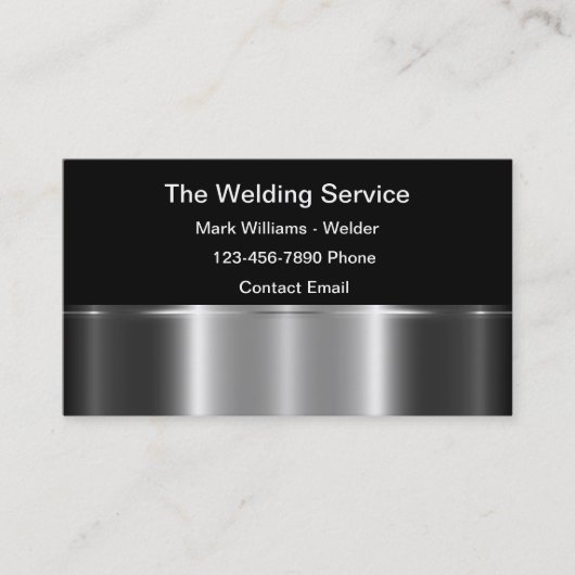 Moderne Silber-Metallic-Tonschweißtechnik Visitenkarte (Vorderseite)