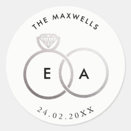 Moderne Silber Rings Custom Wedding Sticker