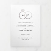 Moderne Silber Rings Folding Program Dreifach Gefaltete Einladung (Cover)