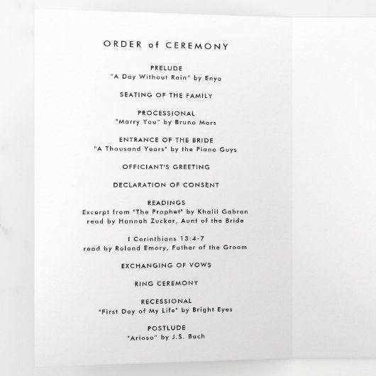 Moderne Silber Rings Folding Program Dreifach Gefaltete Einladung (Innen Erste Seite)