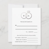 Moderne Silber Rings Wedding RSVP Replik Card (Vorderseite)