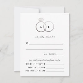 Moderne Silber Rings Wedding RSVP Replik Card