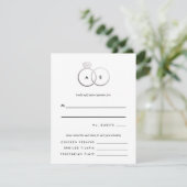 Moderne Silber Rings Wedding RSVP Replik Card (Stehend Vorderseite)