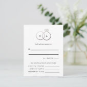 Moderne Silber Rings Wedding RSVP Replik Card Karte (Stehend Vorderseite)