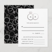 Moderne Silber Rings Wedding RSVP Replik Card Karte (Vorne/Hinten)