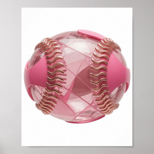 Moderne Silber-Rosa-Baseball-Statement-Design Poster (Vorne)
