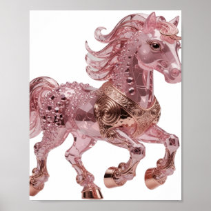 Moderne Silber-Rosa-Einhorn-Kühnes Design Poster