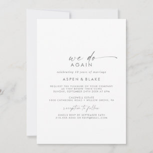 Moderne Silber-Schrift We Do Again Vow Renewal Einladung