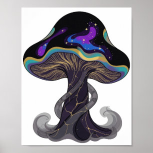 Moderne Silber SPACE MUSHROOM Slogan-Design Poster