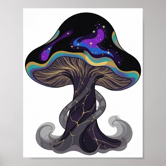 Moderne Silber SPACE MUSHROOM Slogan-Design Poster (Vorne)