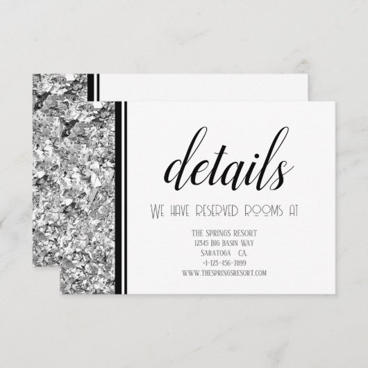 Moderne Silber- und Schwarz-Text-Hochzeit Begleitkarte (Vorne/Hinten)