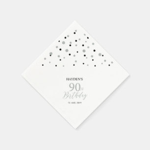 Moderne Silber- und schwarze Geburtstagsfeier-Napk Serviette
