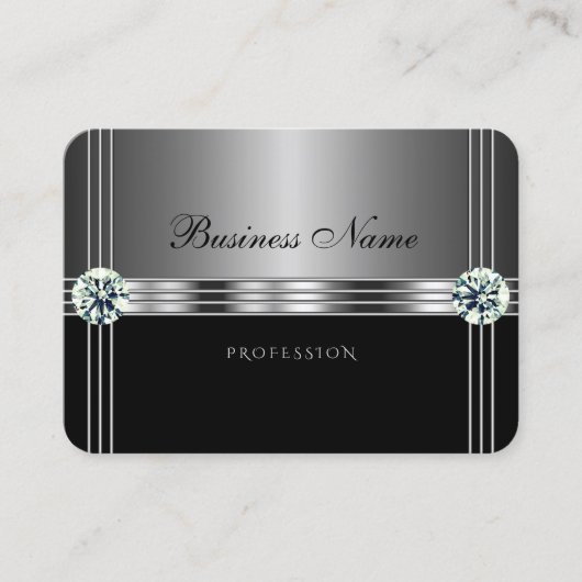 Moderne Silber- und Schwarze Imitate Diamanten Ber Visitenkarte (Vorderseite)