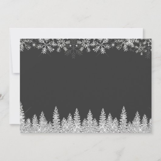 Moderne Silber-Winterschnee-Skript 1 Foto Hochzeit Einladung (Rückseite)