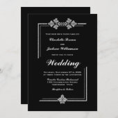 Moderne Silberbarsch-Schwarze Hochzeit Einladung (Vorne/Hinten)