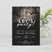 Moderne Silberdiskothek Geburtstagsparty Einladung (Stehend Vorderseite)