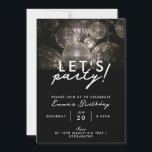 Moderne Silberdiskothek Geburtstagsparty Einladung<br><div class="desc">Diese schicke Diskothek Geburtstagsfeier mit einem weißen,  kursiven Kalligraphie-Schriftart. Moderne Party Disco Einladungen.</div>