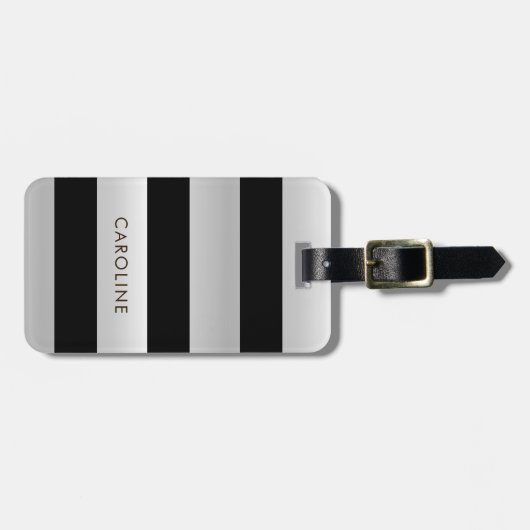 Moderne silberfarbene Individuelle Name-Addr Gepäckanhänger (Vorderseite horizontal)