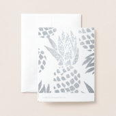 Moderne Silberfolie danke Typografie Ananas Folienkarte (Rückseite mit Umschlag)