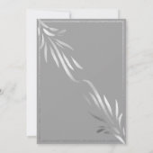 Moderne Silbergraue Blätter Glitzer Border Wedding Einladung (Rückseite)