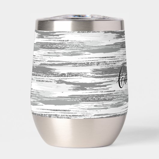 Moderne silbergraue Pinselstriche (Vorderseite)