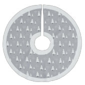 Moderne, silbergraue Weihnachtsbäume und Schneeflo Polyester Weihnachtsbaumdecke (Vorderseite)