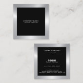 Moderne Silbergrenze in Schwarz Quadratische Visitenkarte (Vorne/Hinten)