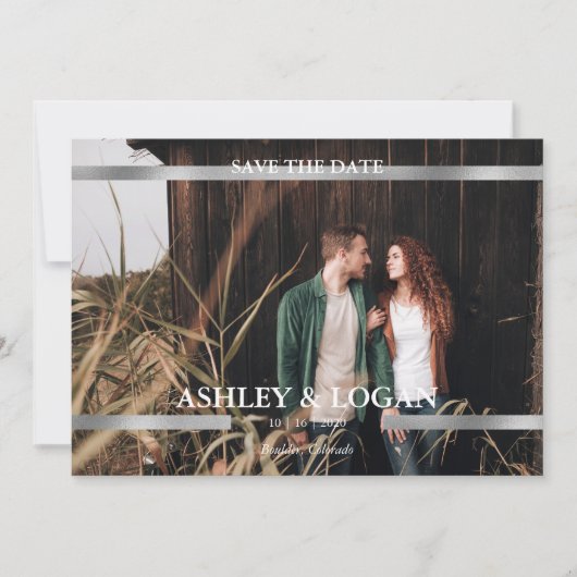 Moderne Silberhochzeit rettet das Datum Save The Date (Vorderseite)