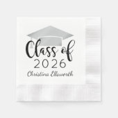 Moderne Silberkappe Abschlussfeier 2026 Serviette (Vorderseite)