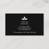 Moderne Silberlaurel-Blätter auf Schwarz Visitenkarte (Rückseite)