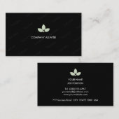 Moderne Silberlaurel-Blätter auf Schwarz Visitenkarte (Vorne/Hinten)
