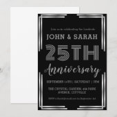 moderne silberne 25. Hochzeitstag Einladungen (Vorne/Hinten)