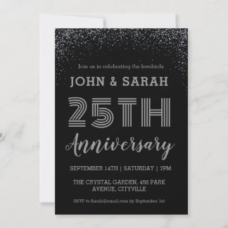 moderne silberne 25. Hochzeitstag Einladungen