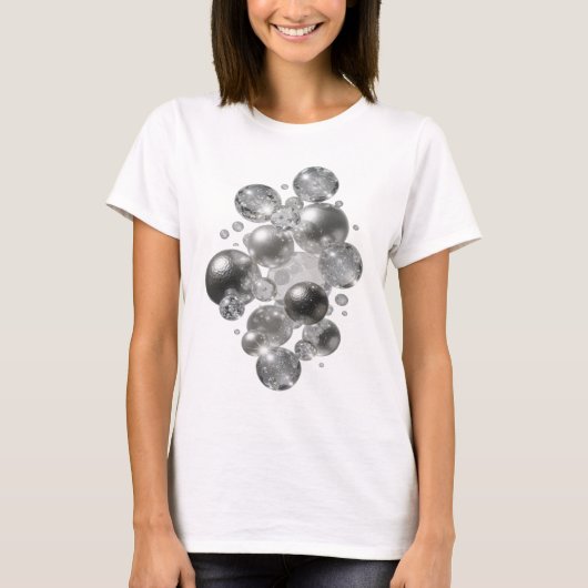Moderne Silberne ABSTRACT ART Grafik T-Shirt (Vorderseite)