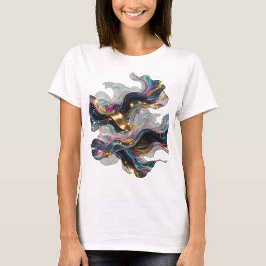 Moderne Silberne ABSTRACTE KUNST Künstlerisches Mo T-Shirt (Vorderseite)