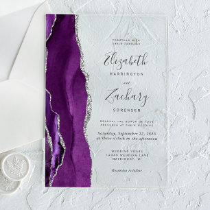 Moderne silberne Amagete-Hochzeit Acryleinladungen