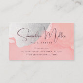 Moderne silberne Aquarellnails Visitenkarte (Rückseite)