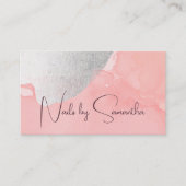 Moderne silberne Aquarellnails Visitenkarte (Vorderseite)