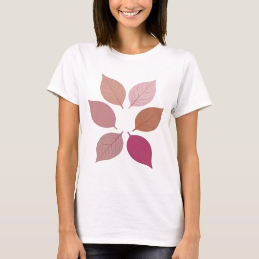 Moderne Silberne BLÄTTER DES HERBSTES Design T-Shirt (Vorderseite)
