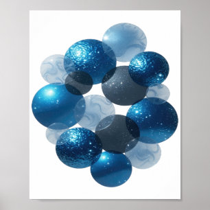Moderne Silberne BLAUE STERNE Poster