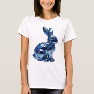 Moderne Silberne BLUE RABBIT künstlerisches Motiv T-Shirt