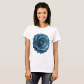 Moderne Silberne BLUE ROSE Slogan Design T-Shirt (Vorne ganz)