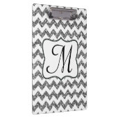 Moderne silberne Chevron-Monogramm-Initialen-Klemm Klemmbrett (Rechts)