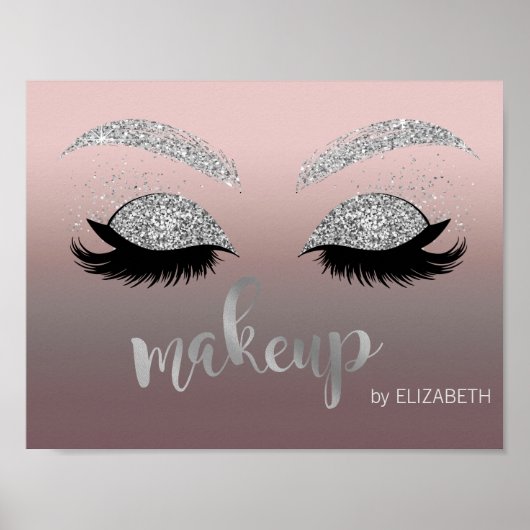 Moderne silberne Glitterie Lashes , Makeup artist Poster (Vorne)