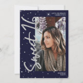 Moderne silberne Glitzer Blues cript 4 Foto Sweet  Einladung (Vorderseite)